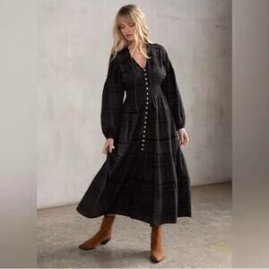 Carly Jean Los Angeles Midi Dress Size Large Whinsigoth Boho